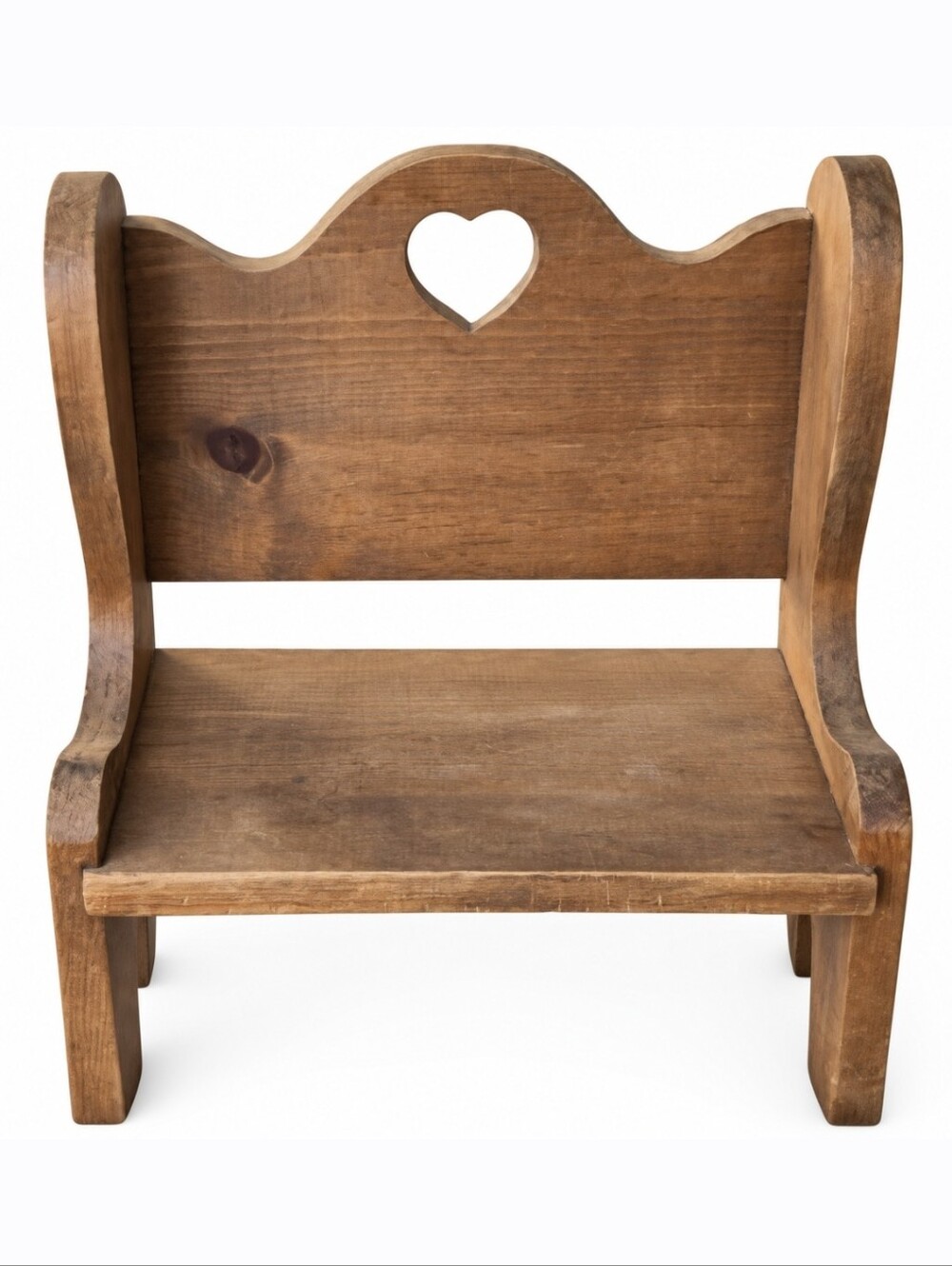 Adorable Wooden Decorative Bench with Heart Cutout